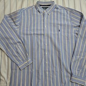 Mens XLT TALL Classic Fit Polo by Ralph Lauren Men's Blue Yellow Striped Shirt